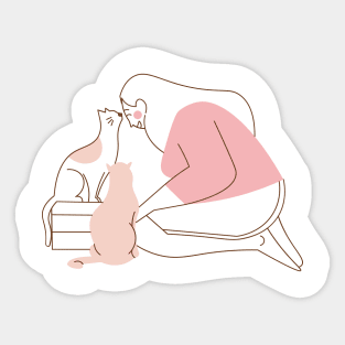 Cat mom playing with cats design Sticker